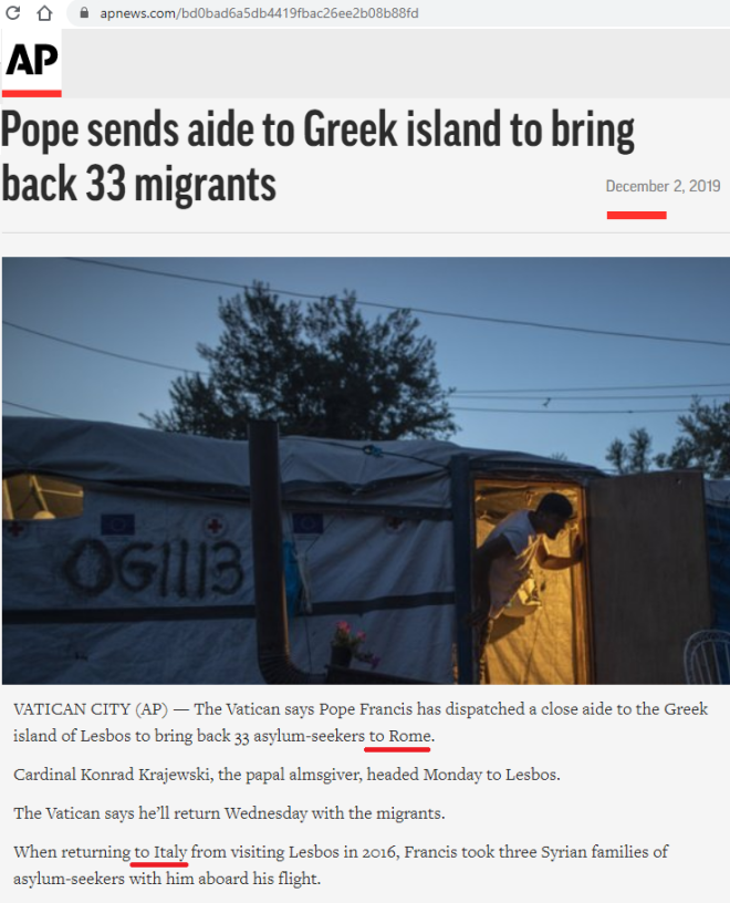 Pope 33 migrants